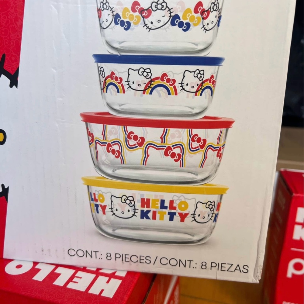 Hello Kitty Food Storage Containers - Red, Yellow, Blue